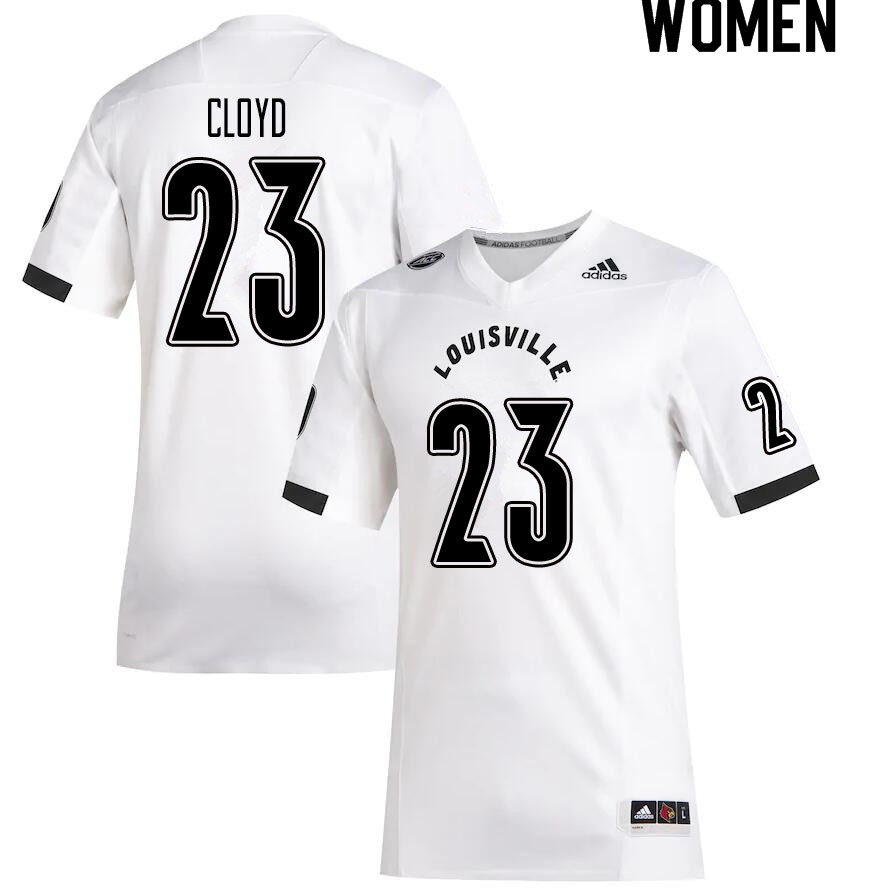 Women #23 K.J. Cloyd Louisville Cardinals College Football Jerseys Sale-White